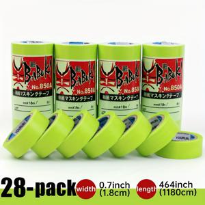 TEMU 28롤 일본산 원단 레몬 그린 와시 테이프 세트, 폭 1.8cm, 잔여물 없는 강력 접착, 내열 및 찢김 방지, 프로젝트, 저널링, 벽 장식, 자동차 스프레이 페인트 마스킹 및 캔버스 고정에 적합