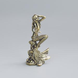 TEMU 1 단단한 황동 인어 조각상 | 우아한 머리카락과 꼬리가 있는 수제 금속 수집품, 정교한 스케일 디자인, 실내/외 홈 오피스 장식, 거실, 침실 책상 장식, 수족관 액센트에 이상적 - 발렌타인데이, 크리스마스에 완벽