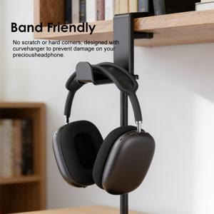 TEMU 1 360° 회전 드릴 불필요 C자형 클램프 스타일 | 케이블 보관 슬롯, 스크래치 방지 곡선형 후크, 높이 11.5cm, 용량 1kg, 사무실/학습 책상에 적합한 간편하고 세련된 데스크탑 헤드셋 스탠드