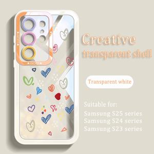 TEMU 휴대폰 케이스 - 삼성 S25Ultra, S25Plus, S25, S24 ULTRA, S24 PLUS, S24, S23 Ultra, S23 폰 케이스용으로 디자인된 생생한 하트 디스플레이. 투명하고 UV 프린트된 휴대용 케이스는 창의적인 렌즈 컬러링과 뒷면 플레이트를 특징으로 합니다.
