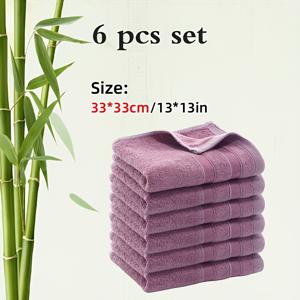 TEMU 대나무 섬유 사각 수건 6개 세트, 부드럽고 흡수성 좋은 속건성 세안/핸드 타월, 편안하고 통기성 좋은 보푸라기 없는 피부 친화적 다용도 행주, 가정, 욕실, 스파, 스포츠, 여행, 주방, 미용실, 반려동물, 호텔용 - 필수 소형 세수건 세트