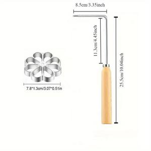 TEMU 손잡이가 달린 부누엘로 만들기 몰드 세트 (로제트 티말레 철제 포함), 꽃과 기하학적 모양의 튀김 반죽 제작용으로 설계됨, 가정 주방에 적합, 벌집 스낵 제작에 이상적, 금속 재질
