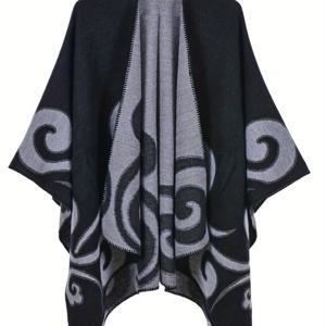 TEMU 플러스 사이즈, 가을/겨울 빈티지 자카드 여성용 두껍고 따뜻한 플러스 사이즈 가디건 숄