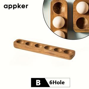 TEMU Appker 나무 계란 홀더 1개, 주방 카운터, 냉장고 또는 매일 부활절 장식을 위한 나무 계란 디스플레이 트레이 - 크리스마스 또는 집들이 선물로 완벽