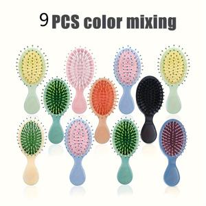 TEMU 마카롱 색상의 미니 엉킴 방지 브러쉬 9개 세트, 습식 및 건식 헤어용 에어 쿠션 빗, 휴대용