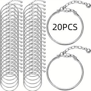 TEMU 20/50개 6.29인치 매력적인 스네이크 체인 팔찌 세트, 조절 가능한 스네이크 체인 팔찌와 랍스터 클라스프 연장 체인, 여성용 DIY 주얼리 만들기 재료에 적합