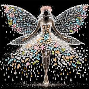 TEMU 나비 발레 소녀 5D DIY 페인팅 키트|특수 모양 드릴 비트|부분 캔버스|불규칙한 |프레임 없는 벽 장식