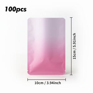 TEMU 100개 그라데이션 플랫 옐로우 & 핑크 3면 밀봉 알루미늄 포일 백, 양면 차광 알루미늄 포일 백, 마스크 샘플 포장 백, 블라인드 박스 포장 백, 파우더 & 액체 분량 포장 백