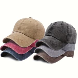 TEMU 여성과 남성을 위한 6개 세트의 빈티지 디스트레스드 로우탑 조절 가능한 야구 모자 - 경량 폴리에스터, 스냅백 클로저, 기계 세탁 가능 - 완벽한 생일 선물, 스포츠 및 캐주얼 웨어, 야구 모자