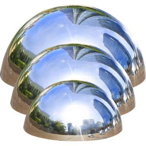 TEMU 정원용 반구형 거울 볼 세트 3개 (4인치, 6인치, 8인치) 스테인리스 스틸 반사 미러 대형 빛나는 공, 연못 및 수영장 장식용