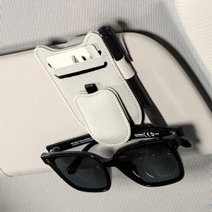 TEMU 자석 고양이 모양 차량용 바이저 정리함 - 컴팩트한 패션 안경, 카드 & 펜 홀더와 쉬운 접근성 안경 클립, 질감 디자인, 자동차 액세서리 (핑크/오렌지), 재미있는 장식품, 가죽 소재