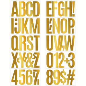 TEMU 6인치 대형 골드 레터 및 숫자 스티커 10페이지, 문지방, 우편함, 도로 표지판, , 트럭, 포스터에 적합한 비닐 스티커, 학교, 가정 및 사무실에 적합