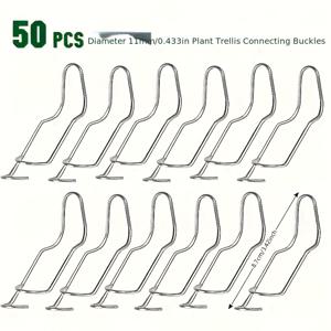 TEMU 50개 스테인리스 스틸 식물 지지대 클립, 11mm - 튼튼하고 안전한 정원 울타리 커넥터, 덩굴식물, 채소, 꽃용 정원 지지대 클립 | 강력한 식물 지지대 | 금속 구조