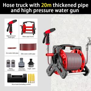 TEMU 가정용 자동 수납식 고압 워터 호스, 물 주기 및 세차용 T자형 호스, 호스 포함 고압 세차 스프레이 건 세트 - 590.5/1181.1인치 자동차 호스 릴, 범용 어댑터 6개, 노즐, 보관대 - 자동차, 바닥, 꽃물주기용 - 개봉 즉시 사용 가능!