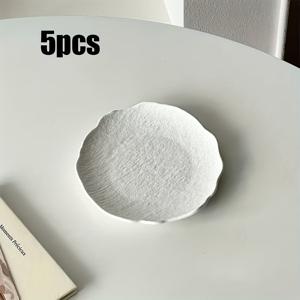 TEMU 비대칭 록 디자인 플라스틱 접시 - 록 & 매끄러운 가장자리, 내구성 있는 원형 디저트/스시/케이크 접시, 식사, 웨딩, 파티용 - 우아한 창의적인 테이블웨어