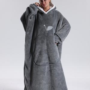 TEMU 두꺼운 오버사이즈 새해 선물 - 커플 후드티 - 루즈핏 플러스사이즈 따뜻한 후드 루즈웨어, 남녀공용 TV 담요 루즈웨어 파자마, 플러시 루즈웨어