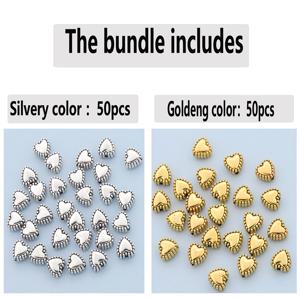 TEMU 100개/50개 꼬임 가장자리 하트 스페이서 비즈, 하트 모양 루즈 비즈, 수직 구멍 복숭아 하트 스페이서 비즈, 핸드메이드 피어싱 비즈, 장식용 비즈, 입체 직선 구멍 비즈, 통구멍 루즈 비즈, DIY 팔찌, 목걸이, 발찌, 귀걸이, 헤어 액세서리, 펜던트, 직물 재료, 휴대폰 스트랩, 키체인, 공예, 주얼리 액세서리용