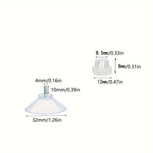 TEMU 10개 미니 흡착컵, 32mm/1.26'' M4 나사형 투명 PVC 흡착패드, 초강력 흡착컵, 유리 흡착 홀더, 나사와 너트 포함, 욕실 벽, 창문, 차량 차양, 후크용