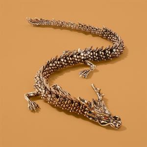 TEMU 조절 가능한 움직이는 청동 용 조각상 - 오각발 중국식 파워 심볼, 홈 & 오피스 장식용 전통 아시아 금속 용 조각