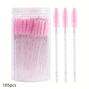 TEMU 105개 일회용 마스카라 팬츠 & 눈썹 스피리 - 컬러풀한 손잡이가 있는 눈썹 브러시, 나일론 브러시, ABS 플라스틱 로드, 눈썹 연장 및 메이크업 애플리케이션에 완벽한 메이크업 브러시 | 컬러풀한 브러시 | 플라스틱 팬츠