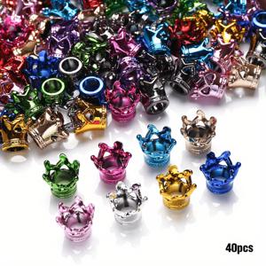 TEMU DIY 주얼리 만들기용 20/40개 17mm 아크릴 크라운 비즈 - 반짝이는 루스 비즈, 팔찌, 목걸이, 신발 및 가방 참 장식용 - 내구성 있는 공예 재료