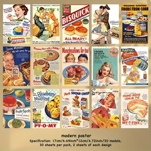 TEMU 30pcs 빈티지 모던 마담 포스터 패턴 전이 종이 - 매트 핏, DIY 아트 프로젝트용 미리 접착된 직사각형 스크랩북 및 저널 시트, 사랑 주제의 자수 및 콜라주 공예 (1940년대-1960년대 레트로 스타일), 스크랩북 용품, 예술적인 공예, 낭만적인 디자인, 쉬운 적용