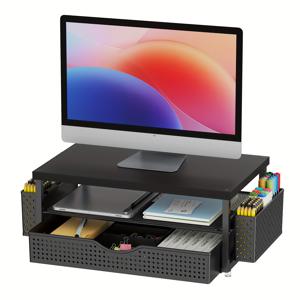 TEMU 메탈 모니터 라이저 및 데스크탑 정리함, 서랍 및 펜 홀더가 있는 모니터 스탠드, 노트북 및 컴퓨터에 적합, 데스크탑 수납, 가정용 수납을 위한 책상 및 서랍 정리함