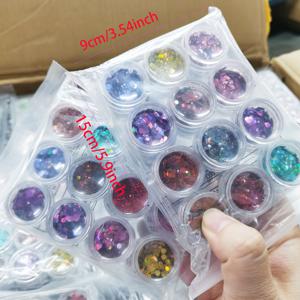 TEMU 다양한 크기의 24개의 레이저 네일 글리터 스팽글 혼합, 얼굴, 바디, 아이 메이크업에 적합한 육각형 모양 특징