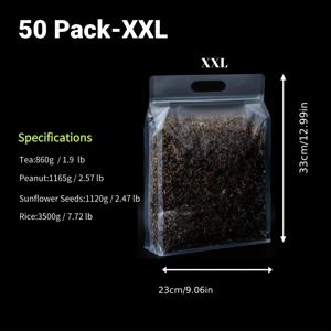 TEMU 50개입 스탠드업 지퍼백 - 헤비듀티 투명 핸들 파우치 (차, 과자, 쌀, 견과류, 펫푸드용). 냉동고 안전 밀폐 지퍼, 주방/크리스마스 보관용 컨테이너 세트
