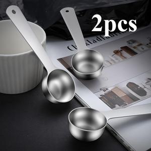 TEMU 2개 스테인리스 스틸 무전기 계량 스푼, 눈금 커피 가루 계량 스푼, 가정용 베이킹 도구 스푼, 단일 머리 양념 스푼, 커피, 양념, 베이킹용
