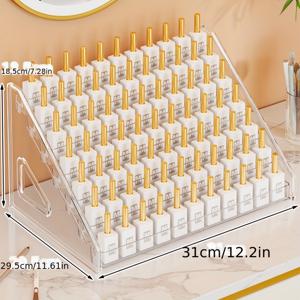 TEMU 아크릴 매니큐어 진열대, 아크릴 네일 아트 보관함, 누름식 인조손톱 정리대, 사다리꼴 매니큐어 사다리형 진열선반