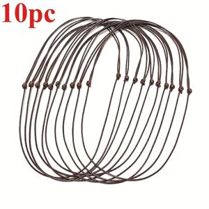 TEMU 10개 고밀도 브라운 조절 가능 왁스 목걸이, 두께 1.6mm, 길이 40~80cm까지 자유롭게 조절 가능, 다양한 펜던트에 적합 | 남녀 모두 사계절에 착용하기에 완벽 | 부드럽고 내구성 좋은 왁스 목걸이