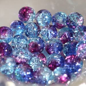 TEMU 10mm 눈꽃 크랙 유리 루스 비즈 50개입 (, 라이트 블루, 다크 플럼 퍼플 색상 블록). 투명하고 반짝이는 공예 비즈로, 수제 주얼리 제작 용품으로 완벽하며 팔찌를 위한 비즈 추가에 이상적입니다.