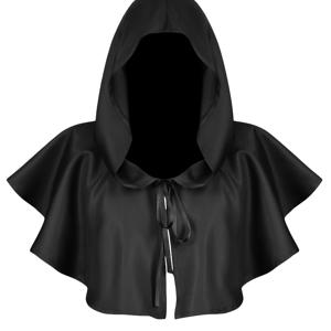 TEMU 대형 후드 마스크 망토 - 중세 가면무도회 의상 (남성용) - 루즈핏 후드 케이프, 테마 파티, 무대 의상용 - 단색 비마스크 의류, 핸드메이드