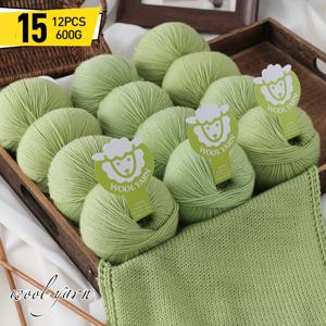 TEMU 12스케인 [600G (21.1Oz) 대량] 중간 굵기 양모 털실, 손뜨개용 12스케인, 부드럽고 피부 친화적, 보풀 방지, 손뜨개 스웨터, 스카프, 모자, 양말, 가디건 등에 적합