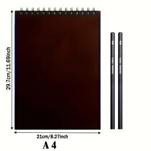 TEMU 3피스 스케치 세트: 블랙 아트 스케치북 + 전문가용 스케치 연필 - 산성 무수 워터컬러 용지, 스파이럴 제본, 30매, 드로잉, 스케치, 연필, 숯, 파스텔에 이상적 - 아트 용품 키트, 백투스쿨 문구 선물 세트, 미술학교 필수품, 학교 용품, , 학생, 취미 활동가를 위한 완벽한 선물
