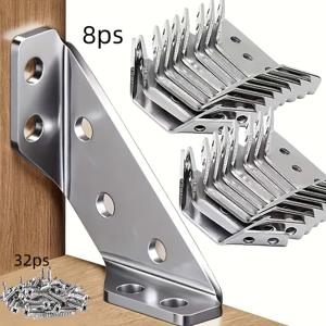 TEMU 40개입 고강도 가구 코너 브래킷 (나사 포함) - 90° 각도 지지, 분리형 표면 및 스크래치 방지 금속 커넥터, 목공, 선반, 테이블, 침대 프레임에 적합 (설치 용이)