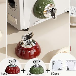 TEMU 50장 메모지 포함 자석 주방 타이머, 레트로 디자인, 요리, 학습, 뷰티 마스크, 스티커 메모 패드 메모 기능이 있는 기계식 타이머