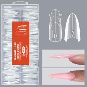 TEMU 미스치어링 256피스 샌드위치 네일팁, 퀵 익스텐션 네일폼, 노페이퍼 젤 네일몰드, 노빌드 네일템플릿