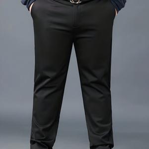 TEMU 플러스 사이즈 남성 비즈니스 캐주얼 신축성 허리 바지, 플러스 사이즈