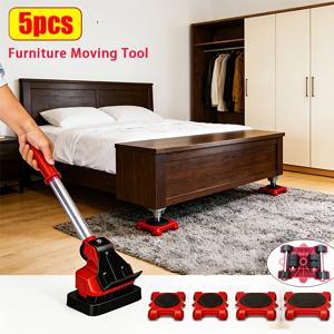 TEMU 헤비 듀티 이사 세트 - 캐스터 4개 + 프라이 바 1개 포함, 가구 리프터, 소파 및 냉장고용 금속 가구 도구, 공간을 효율적으로 정리