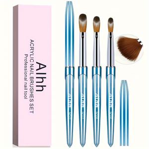 TEMU 아크릴 네일 브러쉬 세트, 3pcs 아크릴 파우더용 크기 6/8/12 콜린스키 매니큐어 브러쉬, 아크릴 네일 연장 및 3D 키트 포함