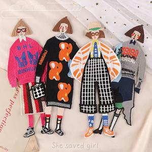 TEMU 컴퓨터 자수 라벨 캐릭터 패브릭 라벨 수용성 자수 패치 의류 액세서리 장식 스티커 자수 패브릭 스티커