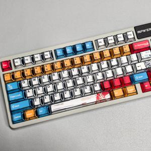TEMU 애니메이션 메카 스타일 키캡 130개 PBT 염료 승화 키캡 체리 드릴링 게이밍 애호가 컬러 키캡, 기계식 키보드 게임 액세서리 세트 61/ 64/ 75/ 84/ 87/ 104/ 108용 체리 MX 스위치 ANSI 미국 레이아웃과 6.25U 스페이스바