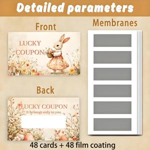 TEMU 빈티지 토끼 디자인의 부활절 스크래치 카드 48개 - 선물, 생일 파티 장식, 행운의 쿠폰 카드, 선물 카드와 함께하는 재미있는 게임에 적합