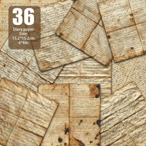 TEMU 빈티지 손글씨 편지, 퇴색된 잉크와 빈티지 서예, 주름진 약간 구겨진 종이, 연갈색과 베이지 톤. 빈티지 스타일 노트북, 레터 테마 스크랩북, 우아한 장식용 종이에 적합합니다. 6*6인치, 36장