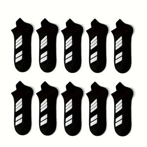 TEMU 남성용 스포츠 양말 5켤레 세트, 봄/여름 실외 러닝 농구용 양말, 테리 쿠션 두꺼운 땀 흡수 남성 발목 양말