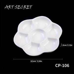 TEMU 아트시크릿 1개 심플 화이트 세라믹 멀티컴파트먼트 팔레트, 수채화 세라믹 믹싱 팔레트, 미술 용품, 다양한 변형 가능