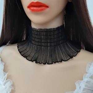 TEMU 싱글팩에 담긴 우아한 프렌치 레이스 칼라, 빈티지 화이트 신축성 목걸이, 넓은 페이크 칼라가 특징이며, 일상적인 모임, 파티, 무대 공연 및 할로윈 코스튬에 적합합니다.