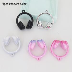 TEMU 4개 아크릴 그라데이션 컬러 헤드폰 펜던트 비즈 | 키체인, 헤어밴드, 팔찌, 목걸이, 스트링 장식에 적합한 스페이서 비즈, 완벽한 선물 참